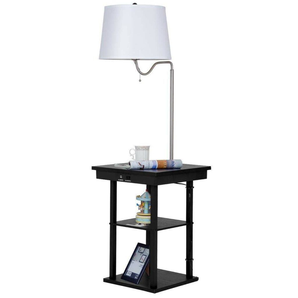 swing arm floor lamp with end table